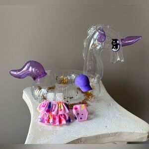 Barbie doll two piece bathing suit Translucent Inflatable Unicorn Glitter Float